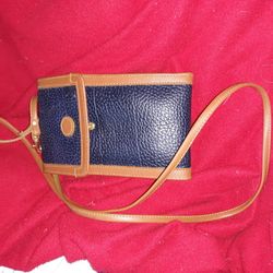 Shoulder Purse Navy And Brown With GOLD TRIM