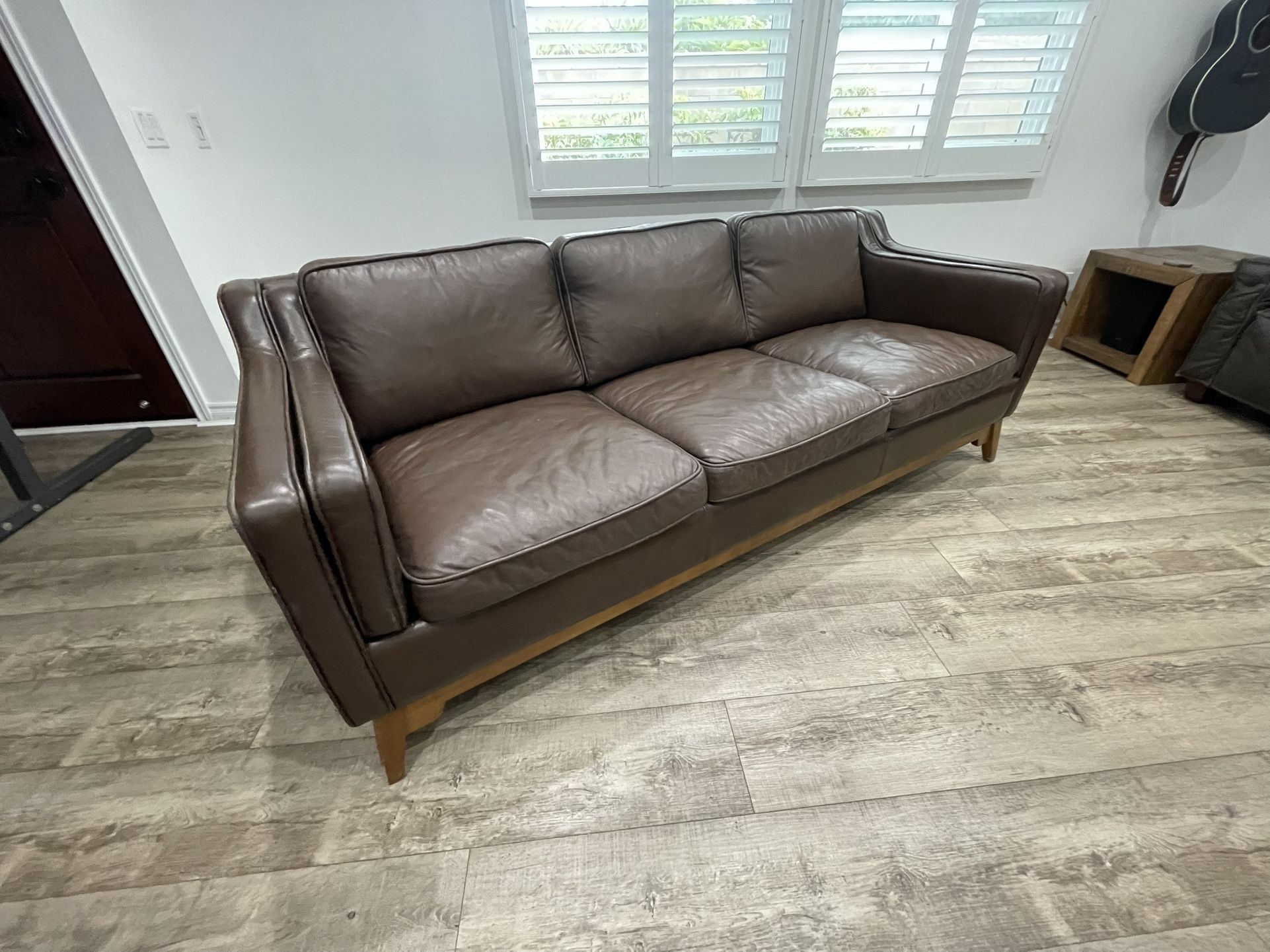 ARTICLE Real Genuine Leather Couch, Brown, (90" x 35" x 24"). In Great Used Condition. Just Cleaned & Conditioned.