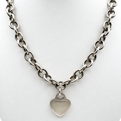 Tiffany & Co. Heart Tag Charm Sterling Silver with Rolo Chain 16" Necklace. (Pre-Owned)