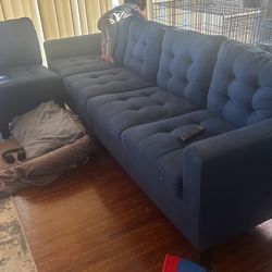 Blue Couch And Recliner