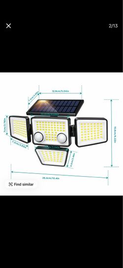 Tuffenough Solar Motion Sensor Lights-4 Heads 3000LM, IP65Waterproof, 270°Wide Angle Lighting Security Light for Yard.