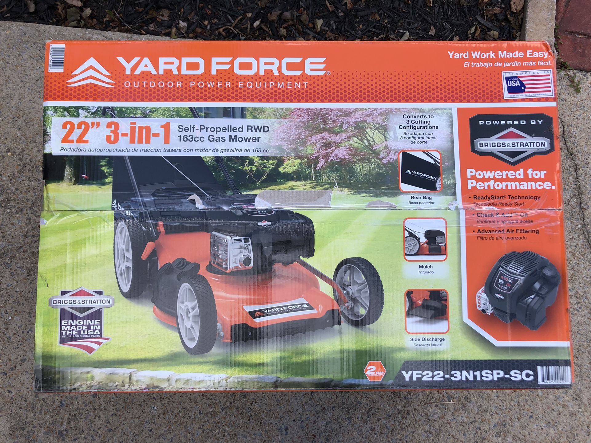 Yard Force 22" 3-in-1 Self-Propelled Gas Mower YF22-3N1SP-SC