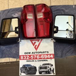 2022 2023 2024 Chevy Silverado GMC Sierra Denali HD 3500 Driver And Passenger Towing Mirrors With Camera And Dually Tailights LED 