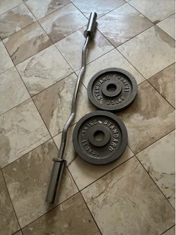 Ez curl bar / 2 25lb Olympic weight plates