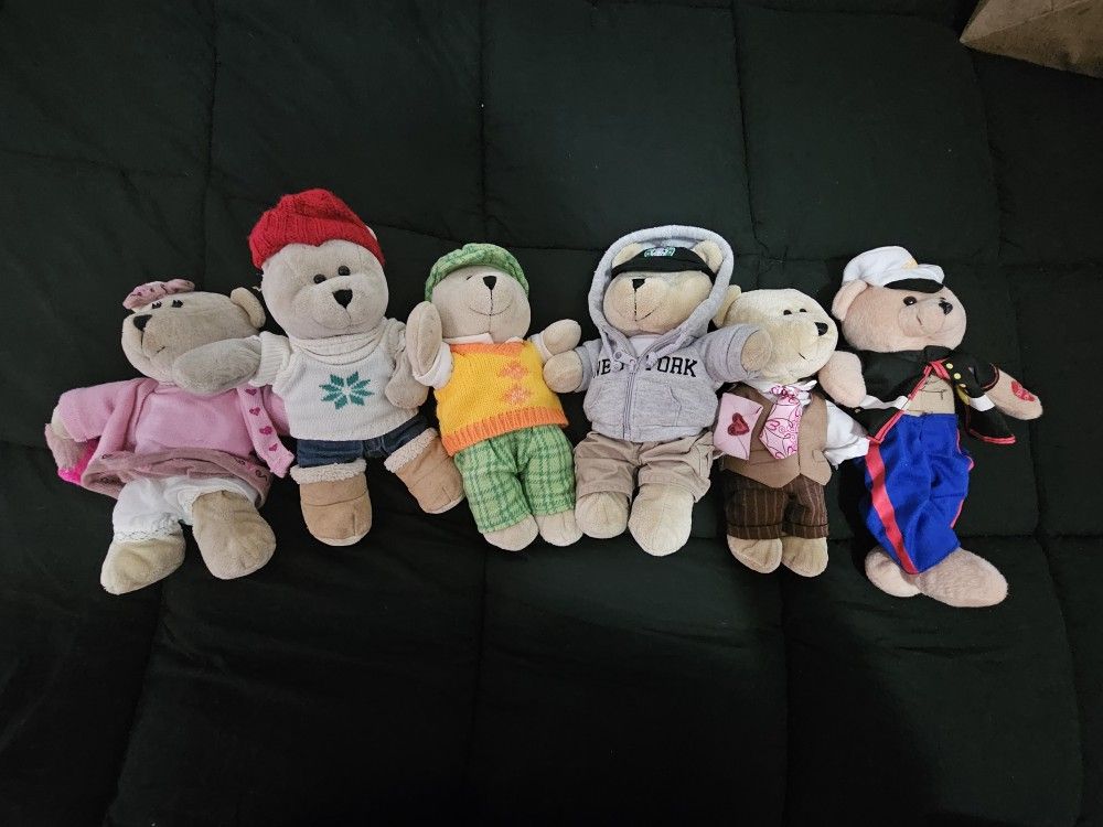 Starbucks Bearista Bear Plush Collection ( 5 Total + 1 Extra)