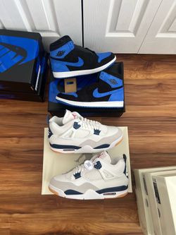 Jordan 1 Royal Reimagined (Size 9.5 / 10) $90 ea / Jordan 4 SB Navy (Size 8.5 / 11.5) $200+ ea