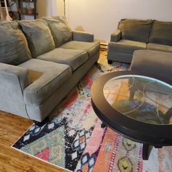 Sofa Set With Ottoman And Living Room Rug And Coffee Table 