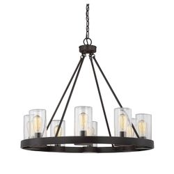 23.62"Modern 6-Light Black Wagon Wheel Chandelier With Light Bulbs) For Bedroom Bathroom,Living Room--E26
