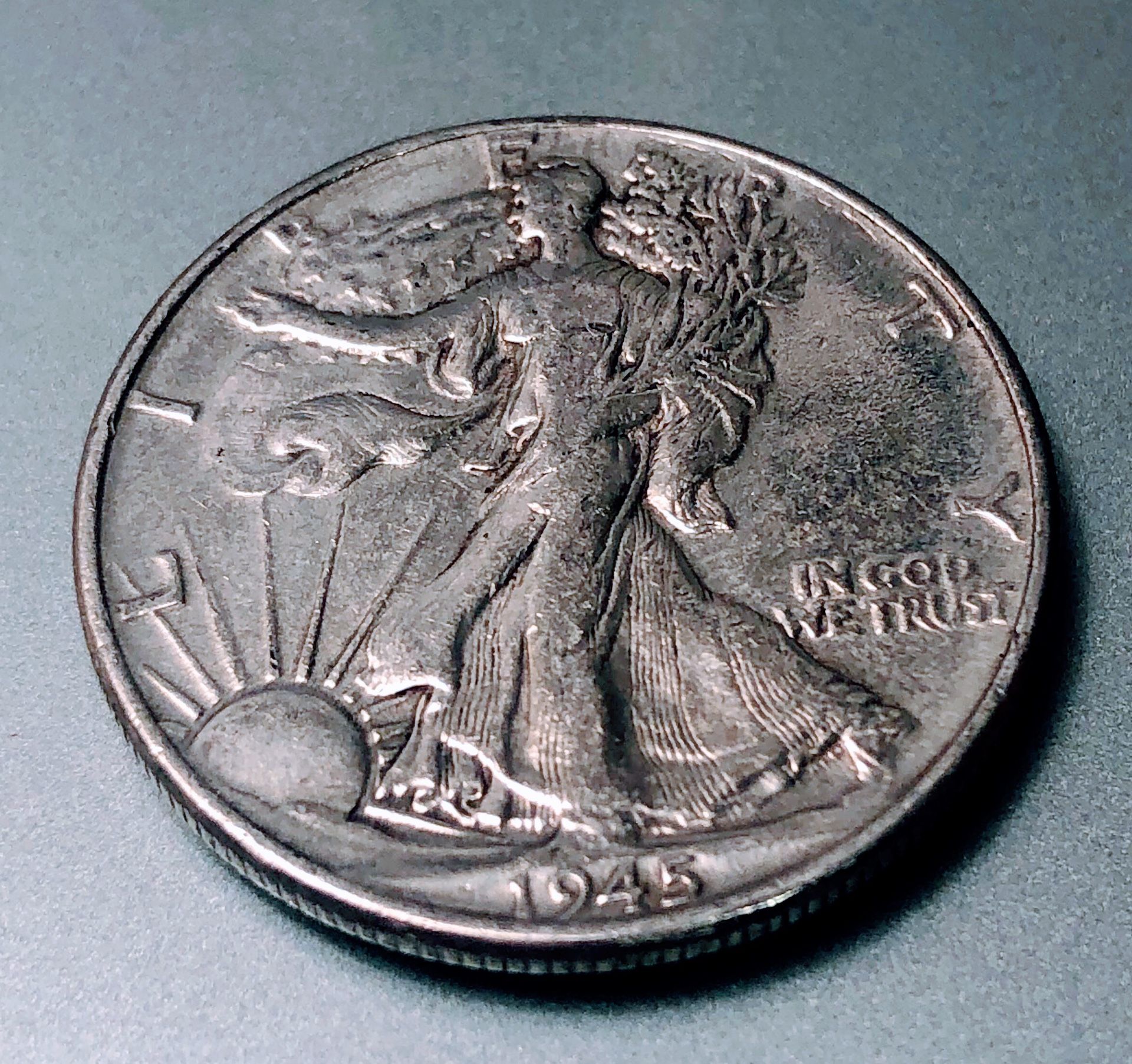 1945 circulated Half Dollar Silver Coin