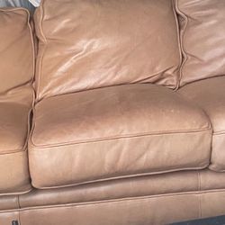 Bradington Young  Real Leather Sofa Solid Hard Wood 5 By 4 Frame Spring Down Cushions 