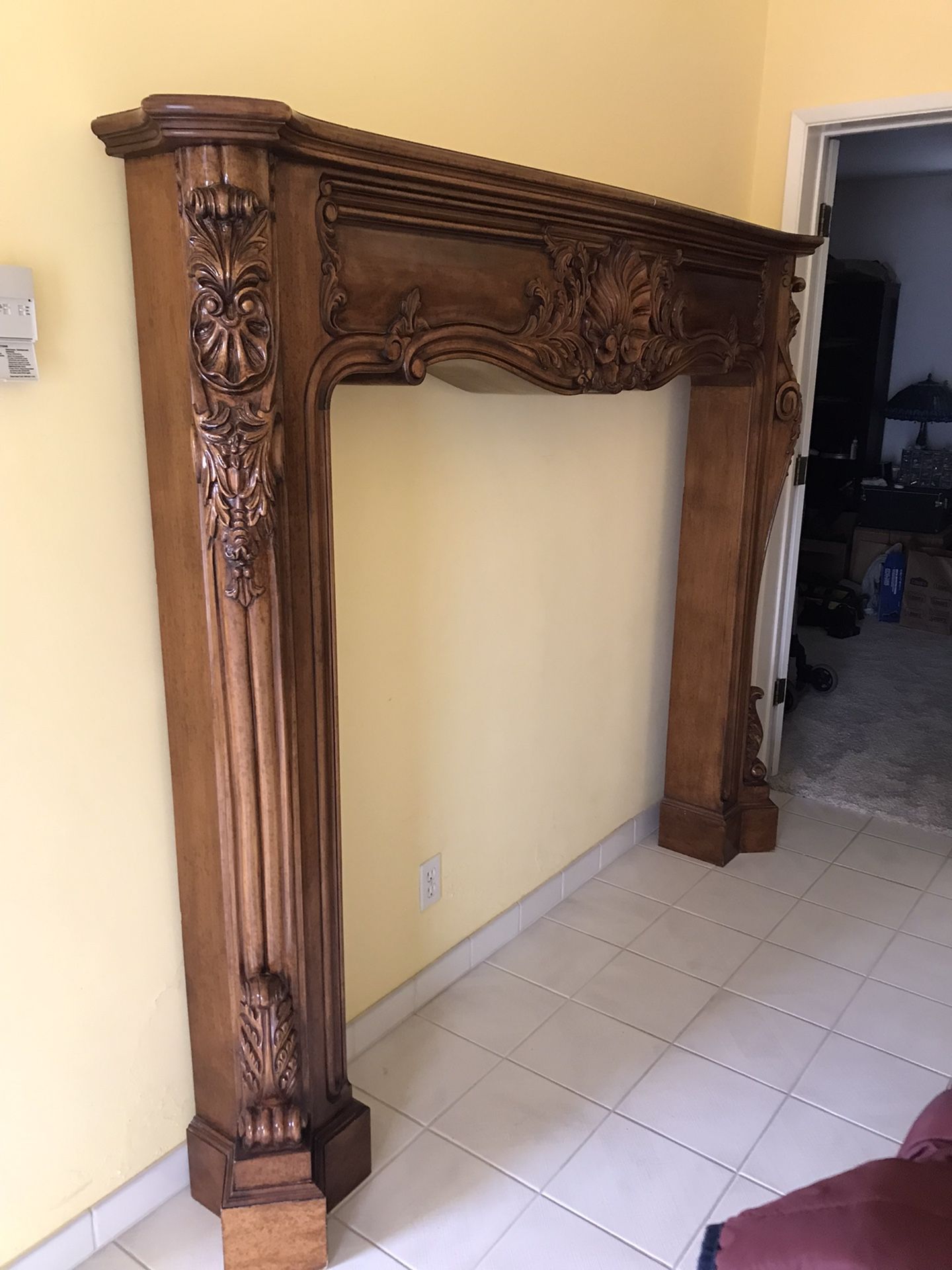 Huge Fireplace Mantel Hand Carved $2900