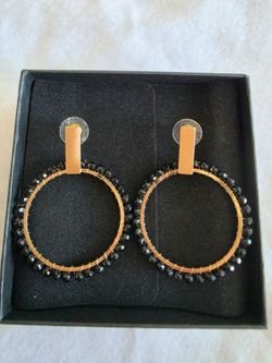 Gold and black crystal earrings