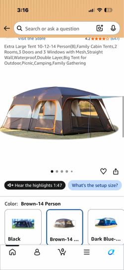 KTT Extra Large 14-Person Family Cabin Camping Tent