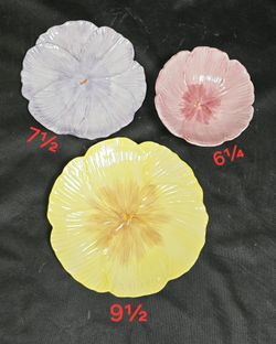 Set Of 3 Pansy Inspired Decorative Plates/bowl