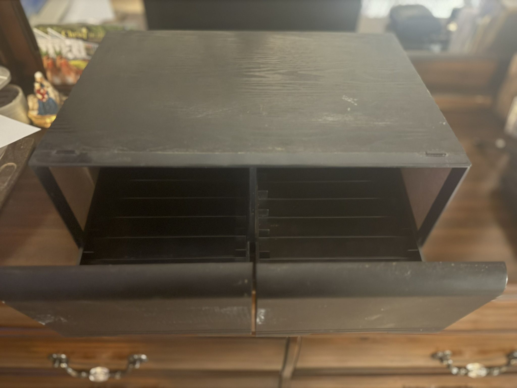 BLACK VHS TAPES STORAGE CABINET