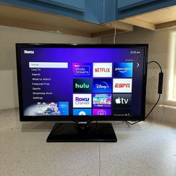 Samsung 22” TV With Roku Stick Kitchen Or Kids Bedroom App Remote