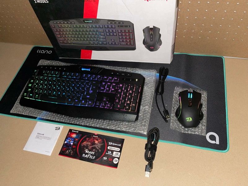 New Redragon S101M-KS Gaming Keyboard and Mouse Wireless W/ Tri-Mode, RGB Keyboard and 4800 DPI Gaming Mouse, 10 Independent Multimedia Keys for Wins,