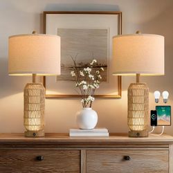 Table Lamps Set of 2 with Night Light