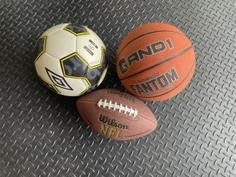 Football, Basketball & Soccer Ball Lot Of Sports Balls