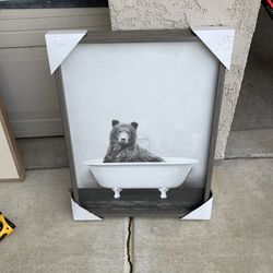 Bear In A Bath Art Picture