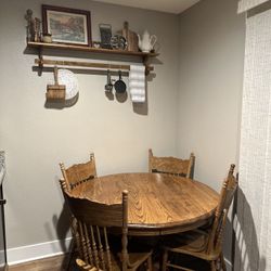 Solid Oak Round Claw Foot Dining Table with 4 Chairs 