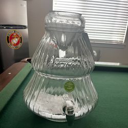 Glass Christmas Tree Beverage Jar
