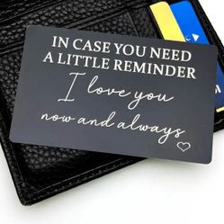 Elegant Black Aluminum Alloy Engraved Wallet Card With I Love You Message