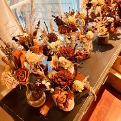 Wedding Decor Decorations Centerpieces Vase Set Boho Rustic. Mustard And Burnt Orange Burgundy 
