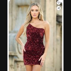 Sparkly Sequin Short Dress One Shoulder