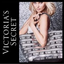 NEW!  Victoria's Secret Large Friday Tote & purse w/Black and Silver Sequins