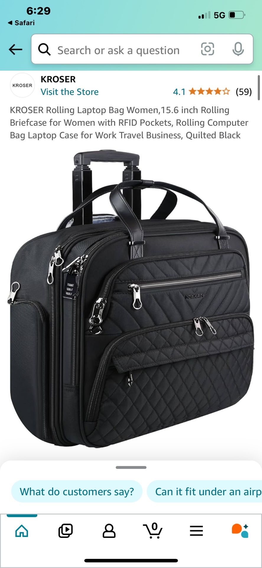Kroser Rolling Laptop Bag