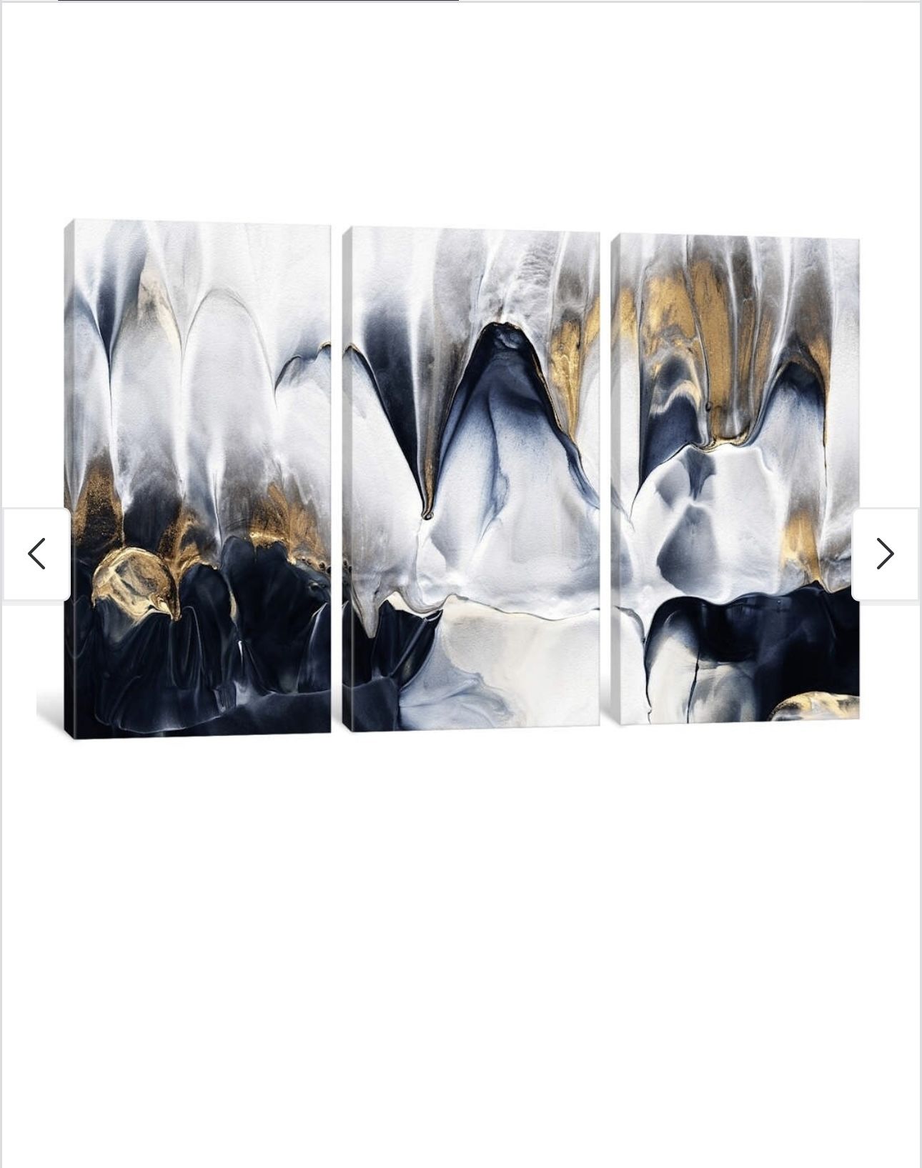 Triptych Wall Art - Gold, Blue , White