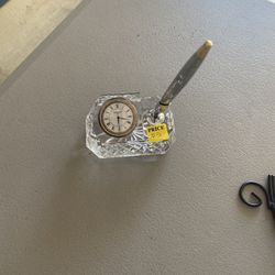 Waterford Crystal Clock And Pen 