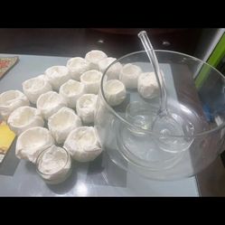 Glass Punch. Bowl. Set.   