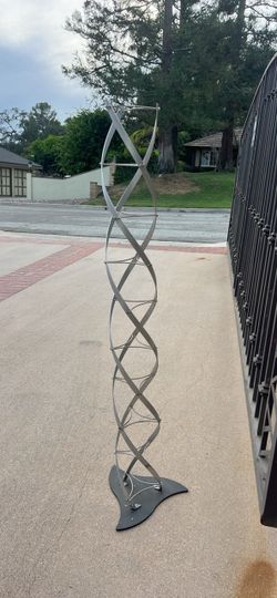 Tall Metal Spiral Tower Sculpture