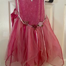 Halloween Cosplay Girls Pink Princess Dress With Sequins And Flowers Pre Owned Excellent Condition 