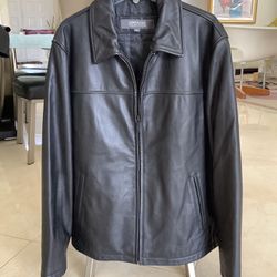 Kenneth Cole Reaction  Leather Jacket Mens Medium Excellent Condition Brown 