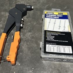 Riveter With 500 Piece Assortment Of Aluminum Rivets