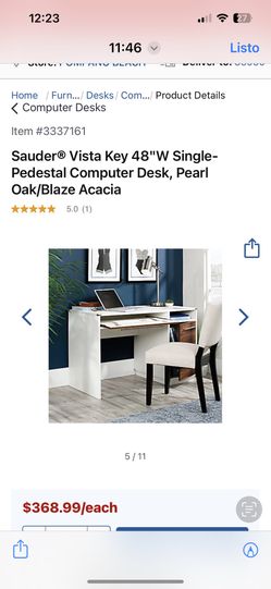 Pedestal Computer Desk, Pearl Oak/Blaze Acacia