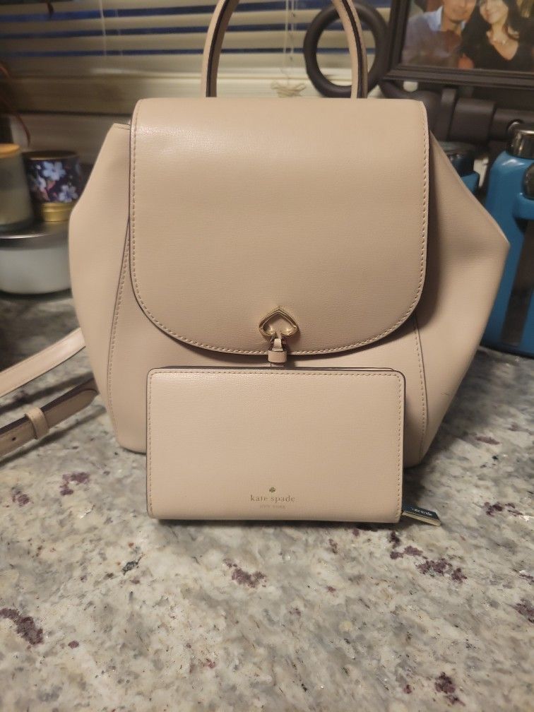 Pink Kate Spade Backpack With Wallet 