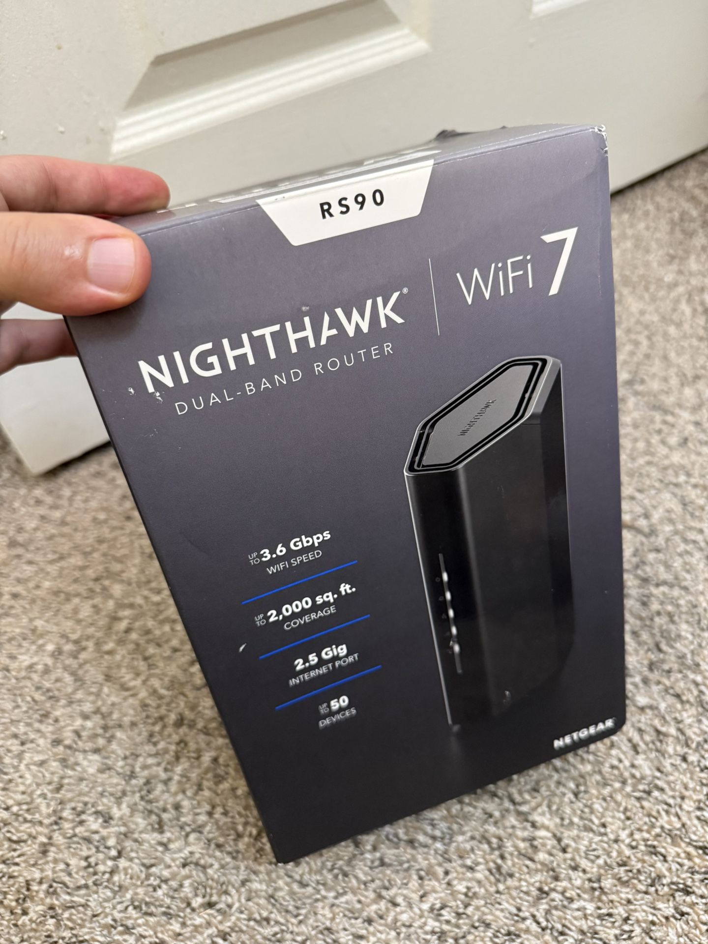 NETGEAR Nighthawk Dual-Band WiFi 7 Router (RS90) – Security Features, BE3600 Wireless Speed (up to 3.6 Gbps) – Covers up to 2,000 sq. ft., 50 Devices
