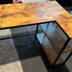 39” L Shaped Rustic Brown Desk