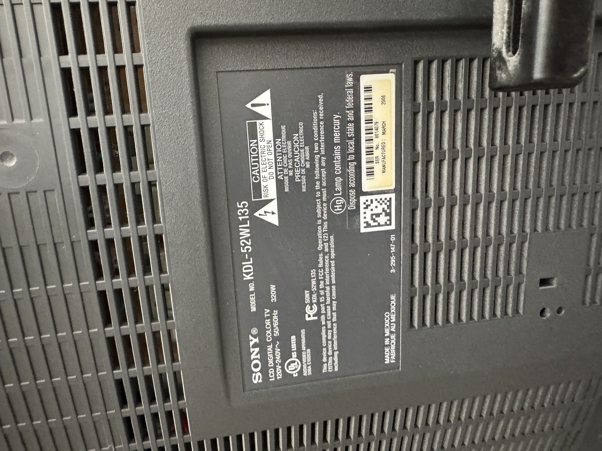 Sony Tv KDL52WL135/used Good