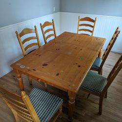 Dining Room Set Table 6 Chairs Solid Wood