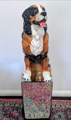 Large Italian hand painted Ceramic Bernese Mountain Dog Statue 1960s
