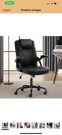NEW Executive Ergonomic PU Leather Office Chair w/ Flip-Up Arms – Black