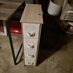 Wooden And Fabric 4 Shelf Storage Organizer