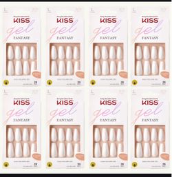 8 Of KISS Gel Fantasy Collection Sculpted Fake Nails Manicure Set, True Color', with Nail File and Glue & 28 Glue-On Nails