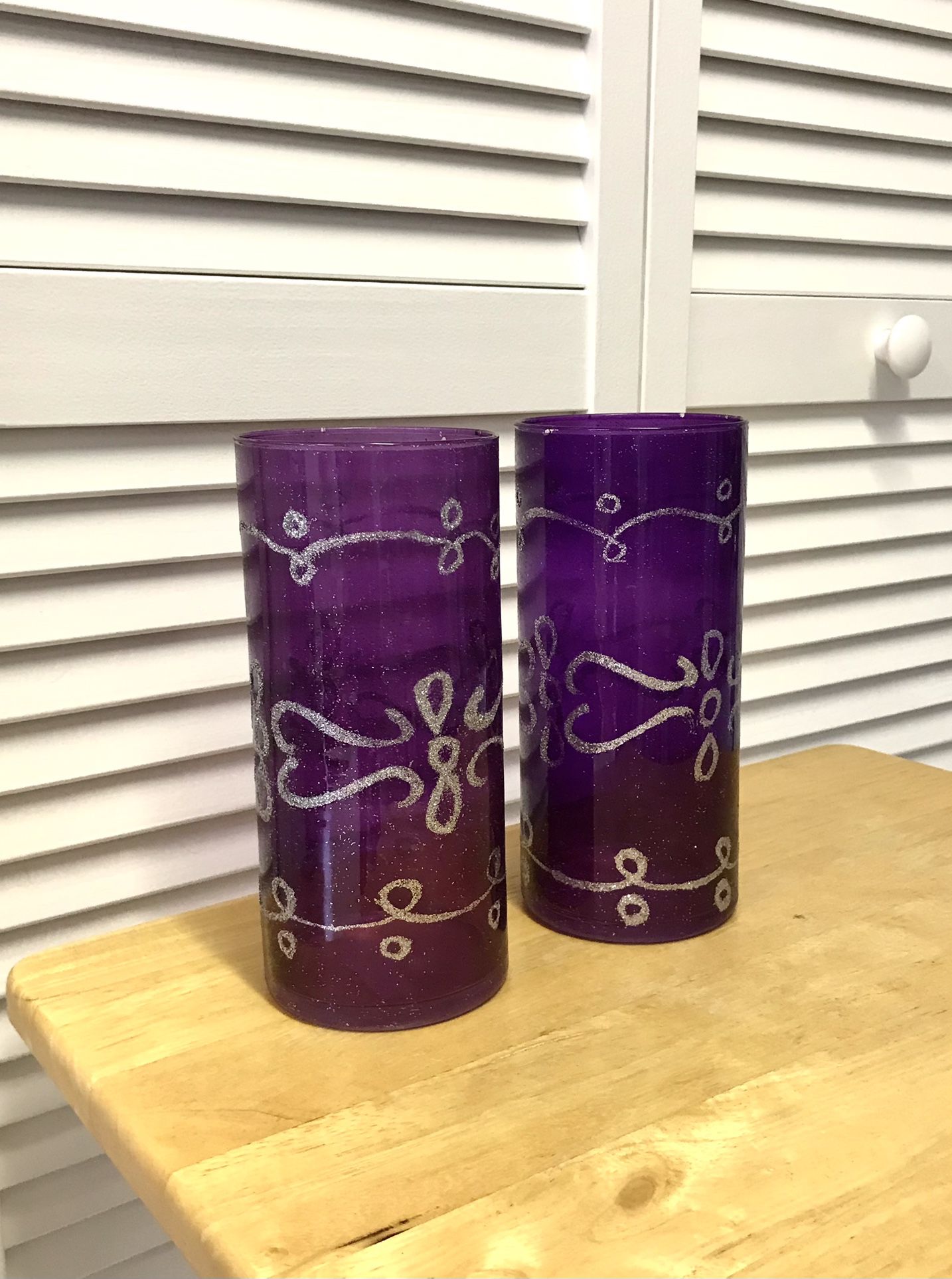Set Of Two Purple Decor Vases Or Sale Separate