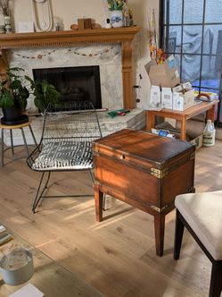 Antique Chest Side Table - warm chestnut finish